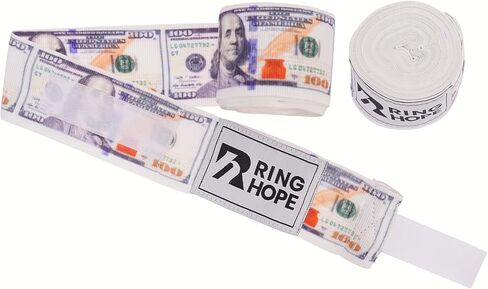 Ringhope 180 بوصة ملاكمة يدوية-Print Dollar Print-دعم الرسغ والمفصل للملاكمة ، MMA ، Muay Thai & Kickboxing-لفائف شبه مرنة تنفس in Saudi Arabia