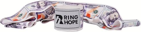 Ringhope 180 بوصة ملاكمة يدوية-Print Dollar Print-دعم الرسغ والمفصل للملاكمة ، MMA ، Muay Thai & Kickboxing-لفائف شبه مرنة تنفس in Saudi Arabia