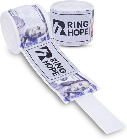 Ringhope 180 بوصة ملاكمة يدوية-Print Dollar Print-دعم الرسغ والمفصل للملاكمة ، MMA ، Muay Thai & Kickboxing-لفائف شبه مرنة تنفس in Saudi Arabia