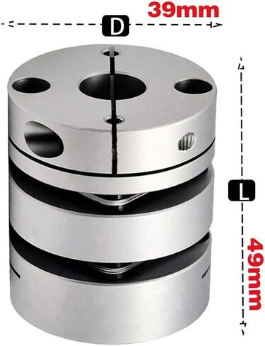 D39L49 ألومنيوم سبيكة D39L49 Double Diaphragm اقتران موصل مرن D39mm L49mm Ball Screen Step Servo Motor Encoder Computer 1PCS (10x12) in Kuwait