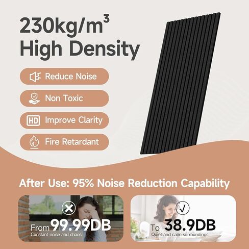 لوحات صوتية صوتية صوتية كبيرة للجدران/لاصق ذاتي ، تمتص صوت الألياف الكثيفة لإلغاء الضوضاء وتقليل التخفيف من الصوت الزخرفي (بني ، 8 حزمة-حزمة 64 متر مربع) in Kuwait