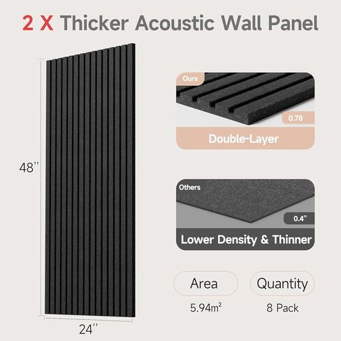 لوحات صوتية صوتية صوتية كبيرة للجدران/لاصق ذاتي ، تمتص صوت الألياف الكثيفة لإلغاء الضوضاء وتقليل التخفيف من الصوت الزخرفي (بني ، 8 حزمة-حزمة 64 متر مربع) in Kuwait