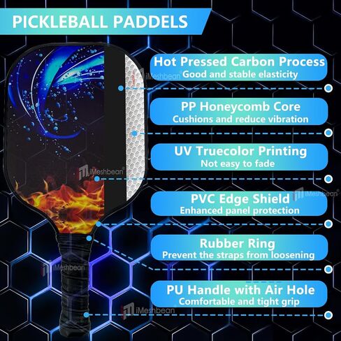 Pickleball Paddles ، مجداف الألياف الزجاجية السطحية ، مضربات مجداف العسل ، وضربات مجداف خفيفة ، ومسافة مريحة ، وماء المخلل للمبتدئين والمبتدئين in Saudi Arabia