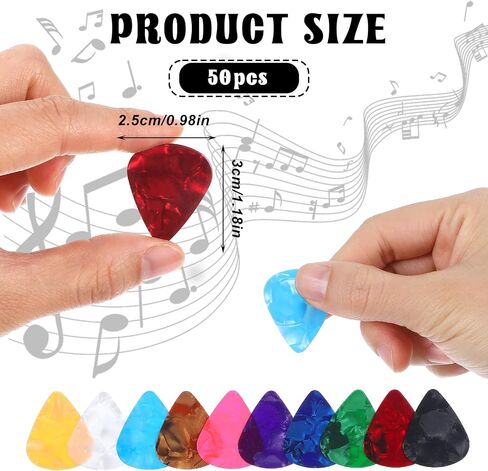 50pcs اختيارات الغيتار الملونة للغيتار الكهربائي ، 0.46 مم خفيفة تختار الغيتار السليلويد ، صور فنية in Saudi Arabia