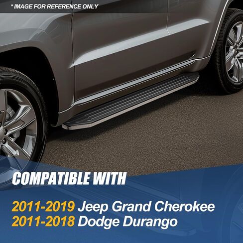 Auto Dynasty Running Boards for 2011-2023 Jeep Grand Cherokee Dodge Durango, 6.5" Pair of Stainless Steel Side Steps Nerf Bars, Exc SRT/Trail Hawk Model, 6.5" x 69" Step Bars, Polished in Saudi Arabia