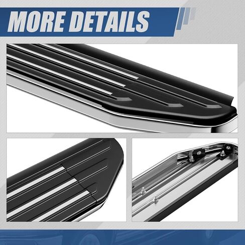 Auto Dynasty Running Boards for 2011-2023 Jeep Grand Cherokee Dodge Durango, 6.5" Pair of Stainless Steel Side Steps Nerf Bars, Exc SRT/Trail Hawk Model, 6.5" x 69" Step Bars, Polished in Saudi Arabia