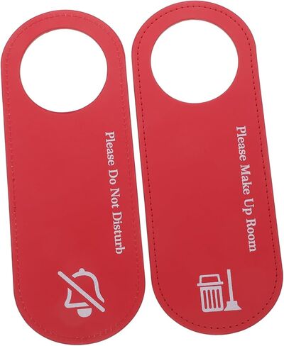 2pcs double -side لا تزعج العلامة ، شماعات الباب الجلدية لبندق غرفة نوم المنزل in Kuwait