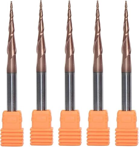 5pcs 4mm 6mm Shank HRC62 Coated D4 D6 Solid Carbide Ball Nose Tapered End Mills Router Bits CNC Taper Wood Metal Cutters Cone Mill(5PC-R1.5-30.5-75-D6) in Saudi Arabia