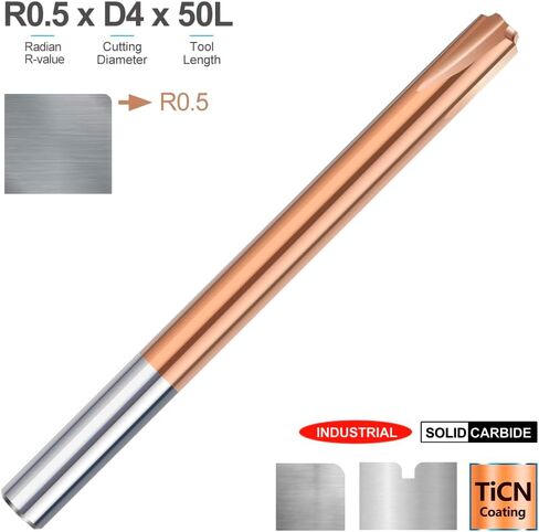 8mm 10mm Shank Milling Cutter R0.5-R5.0 Radius Corner Rounding End Mill Carbide CNC Machine Router Bit(R0.75xD4x50L) in Saudi Arabia