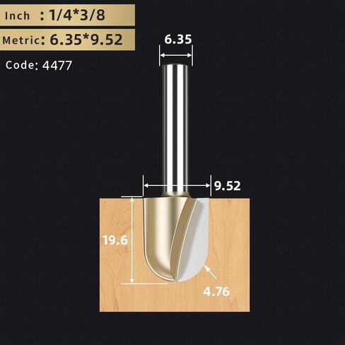12.7mm 6.35mm شانك Core Box Router بتات CNC أدوات النجارة الخشبية القاطع طحن الأنف من الخشب (4521) in Saudi Arabia
