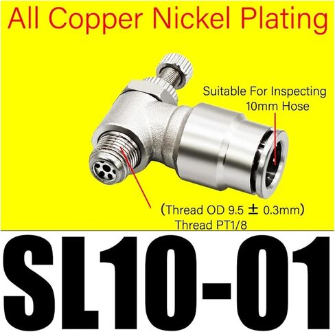 1 PCS SL4/6/8/10/12mm all-copper nickel-plated quick-insertion trachea cylinder speed control valve throttle valve external thread(SL12-01) in Saudi Arabia