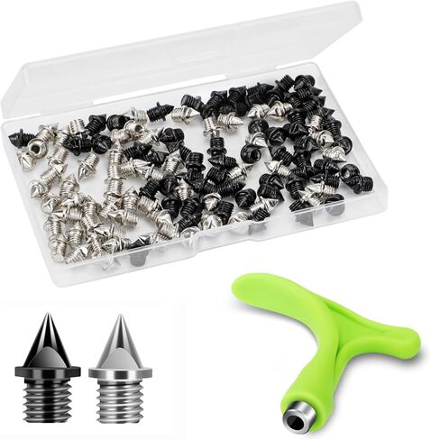 3/16 Inch Track Spikes, 120 Pieces Steel Shoe Spikes Replacements and Spike Wrench for Sports Running Track Shoes in Kuwait