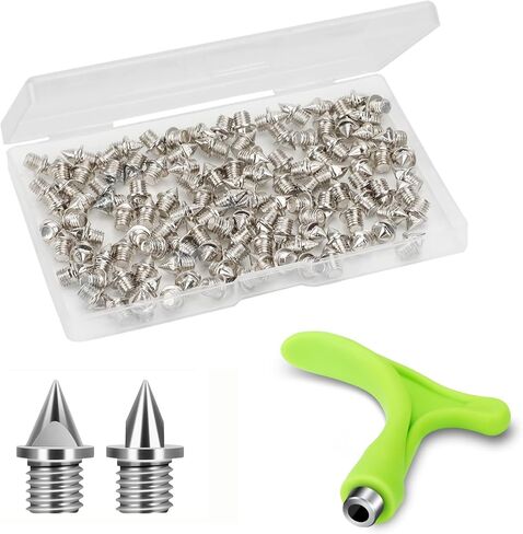 3/16 Inch Track Spikes, 120 Pieces Steel Shoe Spikes Replacements and Spike Wrench for Sports Running Track Shoes in Kuwait