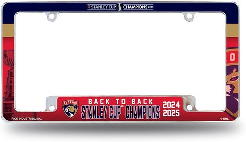 RICO Industries NHL Hockey Florida Panthers العودة إلى الوراء 2025 12 "× 6" كروم في جميع أنحاء إطار لوحة ترخيص السيارات للسيارة/شاحنة/سيارات الدفع الرباعي in Saudi Arabia