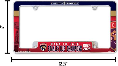 RICO Industries NHL Hockey Florida Panthers العودة إلى الوراء 2025 12 "× 6" كروم في جميع أنحاء إطار لوحة ترخيص السيارات للسيارة/شاحنة/سيارات الدفع الرباعي in Saudi Arabia