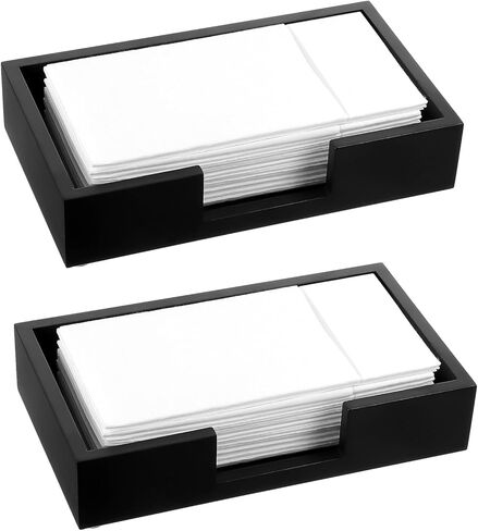 Molain 2 Pack Paper Towel Holder Countertop, 2 Inch Tall Wood Guest Napkin Dispenser Flat Napkin Basket Sink Tray Toilet Tank Topper for Home Kitchen Bathroom Desk Counter Drawers Hotel Cocktail Party in Saudi Arabia