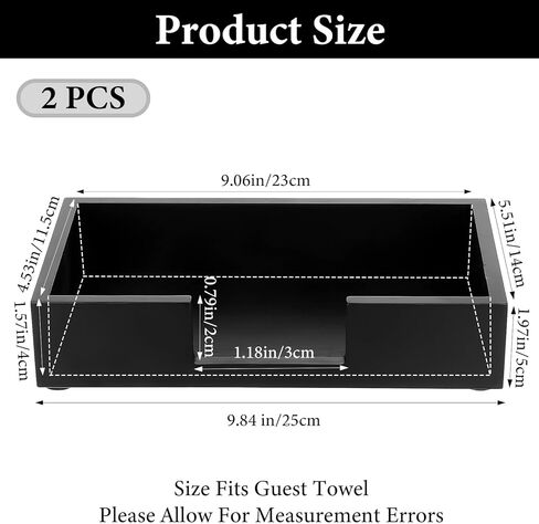 Molain 2 Pack Paper Towel Holder Countertop, 2 Inch Tall Wood Guest Napkin Dispenser Flat Napkin Basket Sink Tray Toilet Tank Topper for Home Kitchen Bathroom Desk Counter Drawers Hotel Cocktail Party in Saudi Arabia