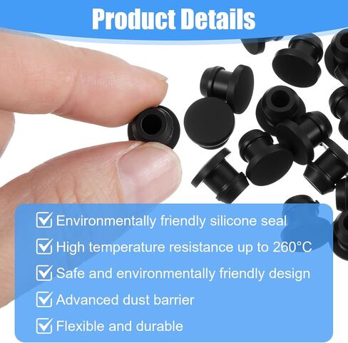 35 Pcs Rubber Plugs Silicone Plugs Snap-in Locking Hole Rubber Panel Seal Cover Black Waterproof Tapered Round Stoppers Button Hole End Covers Soft Flexible Stopper for Kitchen Bulkheads in Kuwait