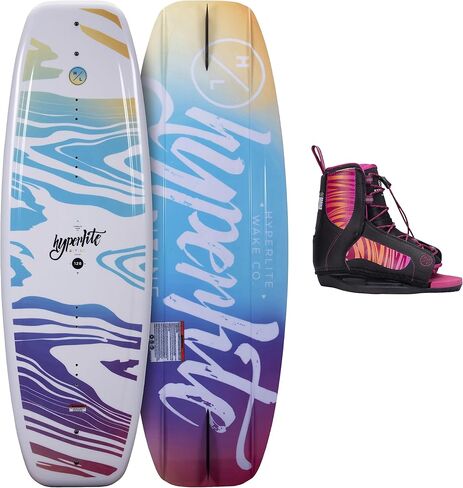 حزمة Hyperlite Divine Jr. Kids Wakeboard مع روابط Jinx للفتيات - مثالية للمبتدئين للركاب المتوسطة - 119 سم ، حجم الروابط 12K -2 in Saudi Arabia