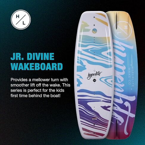 حزمة Hyperlite Divine Jr. Kids Wakeboard مع روابط Jinx للفتيات - مثالية للمبتدئين للركاب المتوسطة - 119 سم ، حجم الروابط 12K -2 in Saudi Arabia