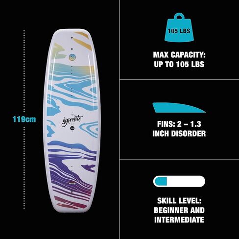 حزمة Hyperlite Divine Jr. Kids Wakeboard مع روابط Jinx للفتيات - مثالية للمبتدئين للركاب المتوسطة - 119 سم ، حجم الروابط 12K -2 in Saudi Arabia