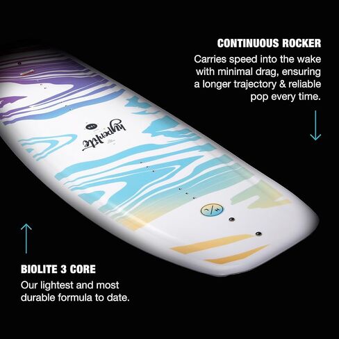 حزمة Hyperlite Divine Jr. Kids Wakeboard مع روابط Jinx للفتيات - مثالية للمبتدئين للركاب المتوسطة - 119 سم ، حجم الروابط 12K -2 in Saudi Arabia