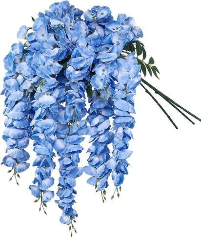 4pcs Wisteria Wisteria Flowers 37in Wisteria Wisteria Fake Wisteran Hanging Garland Silk Flowers String for Wedding Party Wall Decor (White) in Kuwait