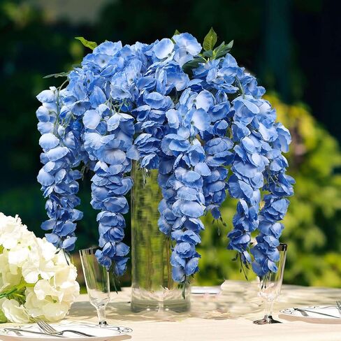 4pcs Wisteria Wisteria Flowers 37in Wisteria Wisteria Fake Wisteran Hanging Garland Silk Flowers String for Wedding Party Wall Decor (White) in Kuwait