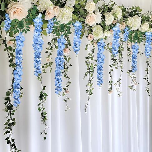 4pcs Wisteria Wisteria Flowers 37in Wisteria Wisteria Fake Wisteran Hanging Garland Silk Flowers String for Wedding Party Wall Decor (White) in Kuwait