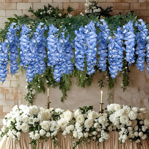 4pcs Wisteria Wisteria Flowers 37in Wisteria Wisteria Fake Wisteran Hanging Garland Silk Flowers String for Wedding Party Wall Decor (White) in Kuwait