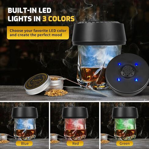 Electric Whiskey Smoker Kit, No Butane Needed, Rechargeable Cocktail Bourbon Smoker Kit with 6 Wood Chips for Whiskey Cocktails, Old Fashioned Drink Smoker Kit Gifts for Men, Dad, Husband in Saudi Arabia