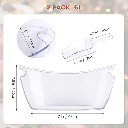 مجموعة دلو ثلج صافية-6L Beverage Tub & Champagne ، مثالية لمستلزمات بار Mimosa ، دلو الثلج للحفلات ، والأحداث in Kuwait