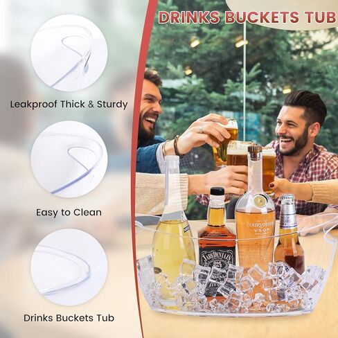 مجموعة دلو ثلج صافية-6L Beverage Tub & Champagne ، مثالية لمستلزمات بار Mimosa ، دلو الثلج للحفلات ، والأحداث in Kuwait