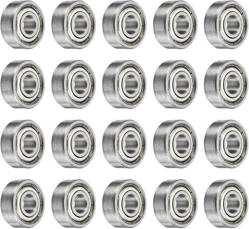 UXCELL 20PCS 605ZZ BALL BELLINGS 5 × 14 × 5 مم محامل مصنوعة من الفولاذ المزدوج للكربون للمحرك الكهربائي ، والأجهزة المنزلية ، وآلات الحديقة ، وفضة الفضة in Kuwait