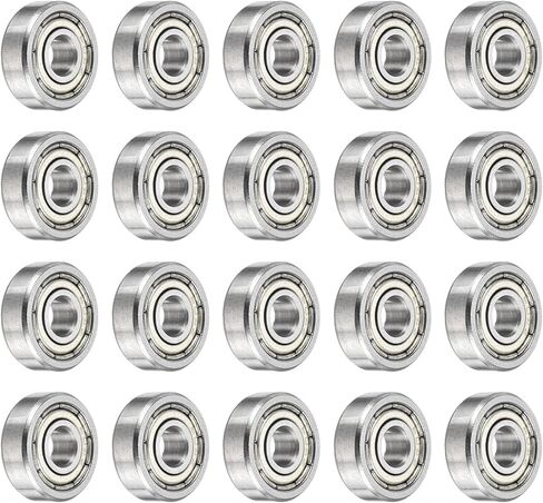 UXCELL 20PCS 605ZZ BALL BELLINGS 5 × 14 × 5 مم محامل مصنوعة من الفولاذ المزدوج للكربون للمحرك الكهربائي ، والأجهزة المنزلية ، وآلات الحديقة ، وفضة الفضة in Kuwait