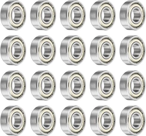 UXCELL 20PCS 605ZZ BALL BELLINGS 5 × 14 × 5 مم محامل مصنوعة من الفولاذ المزدوج للكربون للمحرك الكهربائي ، والأجهزة المنزلية ، وآلات الحديقة ، وفضة الفضة in Kuwait