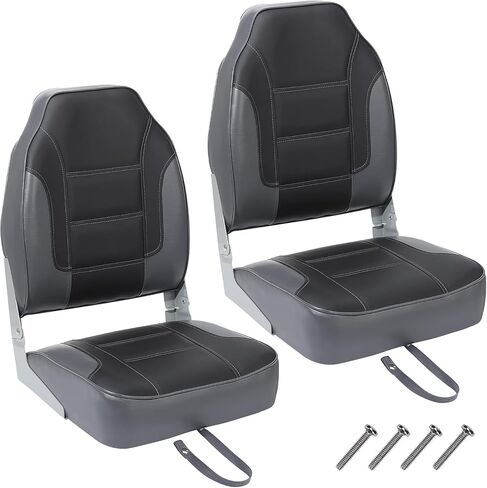 2 Pack High Back Folding Boat Seats - 23.2"x15.5" Thick Elastic Cushio Boat Chair, Waterproof Fishing Chairs for Bass Tracker for Sightseeing Boats, Speedboat (High-Camouflage) in Saudi Arabia