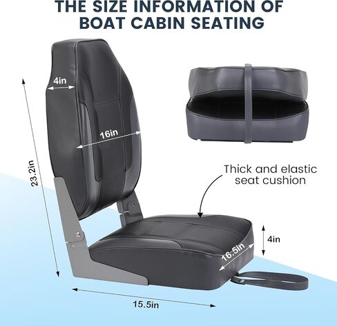 2 Pack High Back Folding Boat Seats - 23.2"x15.5" Thick Elastic Cushio Boat Chair, Waterproof Fishing Chairs for Bass Tracker for Sightseeing Boats, Speedboat (High-Camouflage) in Saudi Arabia