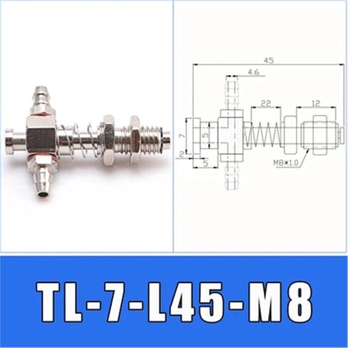 7mm معالجة الفراغ تشاك قاعدة الهوائية الهوائية الجانب الذيل مكبرات الفراغ مصاصة M10 1PCs (TL-7-L67B-M10) in Saudi Arabia
