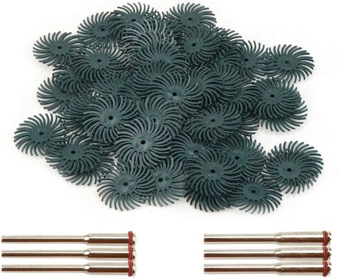 30Pcs 1 inch Bristle Disc Kit with 3Pcs 2.35mm / 3mm Shank Mandrels for Rotary Tools,25mm Detail Abrasive Wheel Radial Bristle Buffing Wheel for Jewelry Wood Metal Polishing 80 Grit in Kuwait