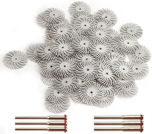 30Pcs 1 inch Bristle Disc Kit with 3Pcs 2.35mm / 3mm Shank Mandrels for Rotary Tools,25mm Detail Abrasive Wheel Radial Bristle Buffing Wheel for Jewelry Wood Metal Polishing 80 Grit in Kuwait