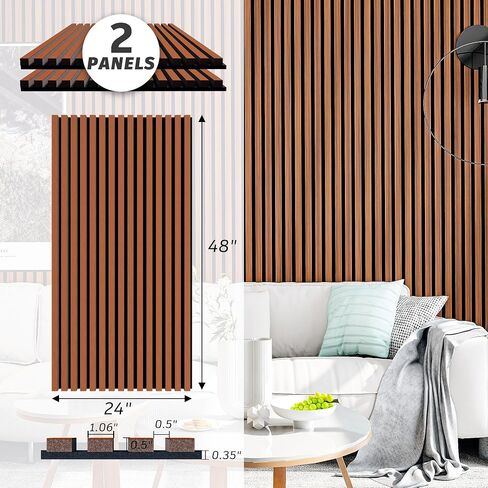 ألواح الجدران لديكور الجدار الداخلي 2 حزمة 48 × 24 بوصة ، ألواح خشبية تلفزيون تليفزيون ديكور ألواح صوتية مزخرفة تمتص صوت ، ألواح الخشب إلغاء Wainscoting لغرفة النوم وغرفة المعيشة in Kuwait