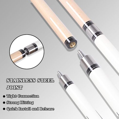 Canadian Maple Pool Cue Sticks (10mm/11.5mm/13mm Tip Available), 58" 2-Piece Pool Sticks for Adults with Low Deflection Shaft,Billiard Sticks for Home, Bar, and Tournament Play in Saudi Arabia