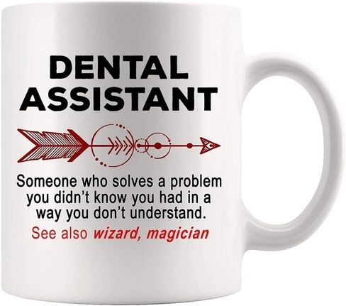 Dental Assistant Mug Coffee Cup - Definition Meaning Funny Dentist Hygienist Oral Gift Orthodontist 82602 in Saudi Arabia
