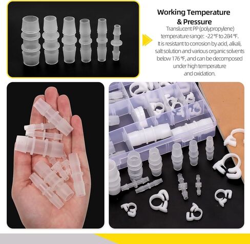 36pcs 4 النوع 12 الحجم 1/16 "إلى 9/16" مجموعة تركيب خرطوم البلاستيك ، شكل ذرة مستقيمة شكل t الشكل 90 ° كوع l شطف الرابطة المصروف in Saudi Arabia