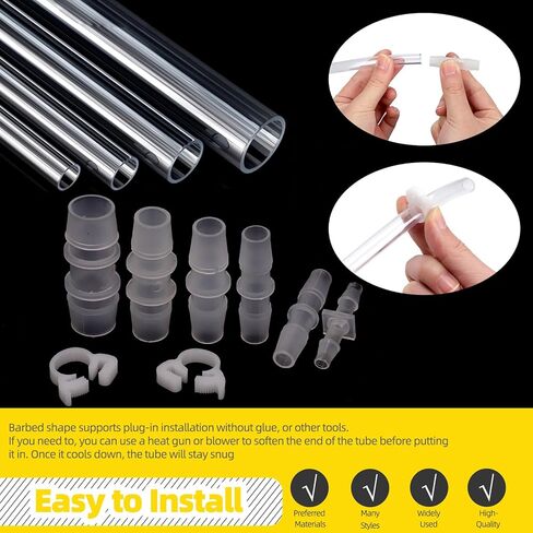 36pcs 4 النوع 12 الحجم 1/16 "إلى 9/16" مجموعة تركيب خرطوم البلاستيك ، شكل ذرة مستقيمة شكل t الشكل 90 ° كوع l شطف الرابطة المصروف in Saudi Arabia