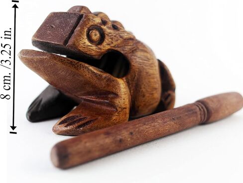 الضفدع Guiro Wood Block Musical Musical Musical Musical Size Perform Natural Wood Güiro Frog. (5.5 بوصات -4.0 سم.) in Kuwait