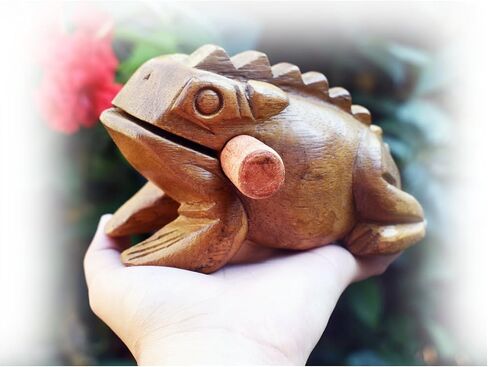 الضفدع Guiro Wood Block Musical Musical Musical Musical Size Perform Natural Wood Güiro Frog. (5.5 بوصات -4.0 سم.) in Kuwait