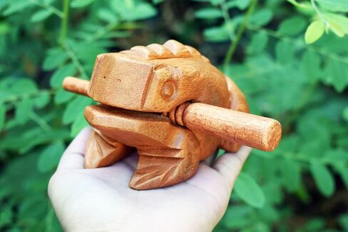 الضفدع Guiro Wood Block Musical Musical Musical Musical Size Perform Natural Wood Güiro Frog. (5.5 بوصات -4.0 سم.) in Kuwait