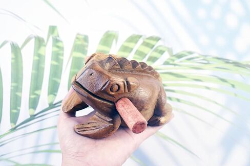 الضفدع Guiro Wood Block Musical Musical Musical Musical Size Perform Natural Wood Güiro Frog. (5.5 بوصات -4.0 سم.) in Kuwait